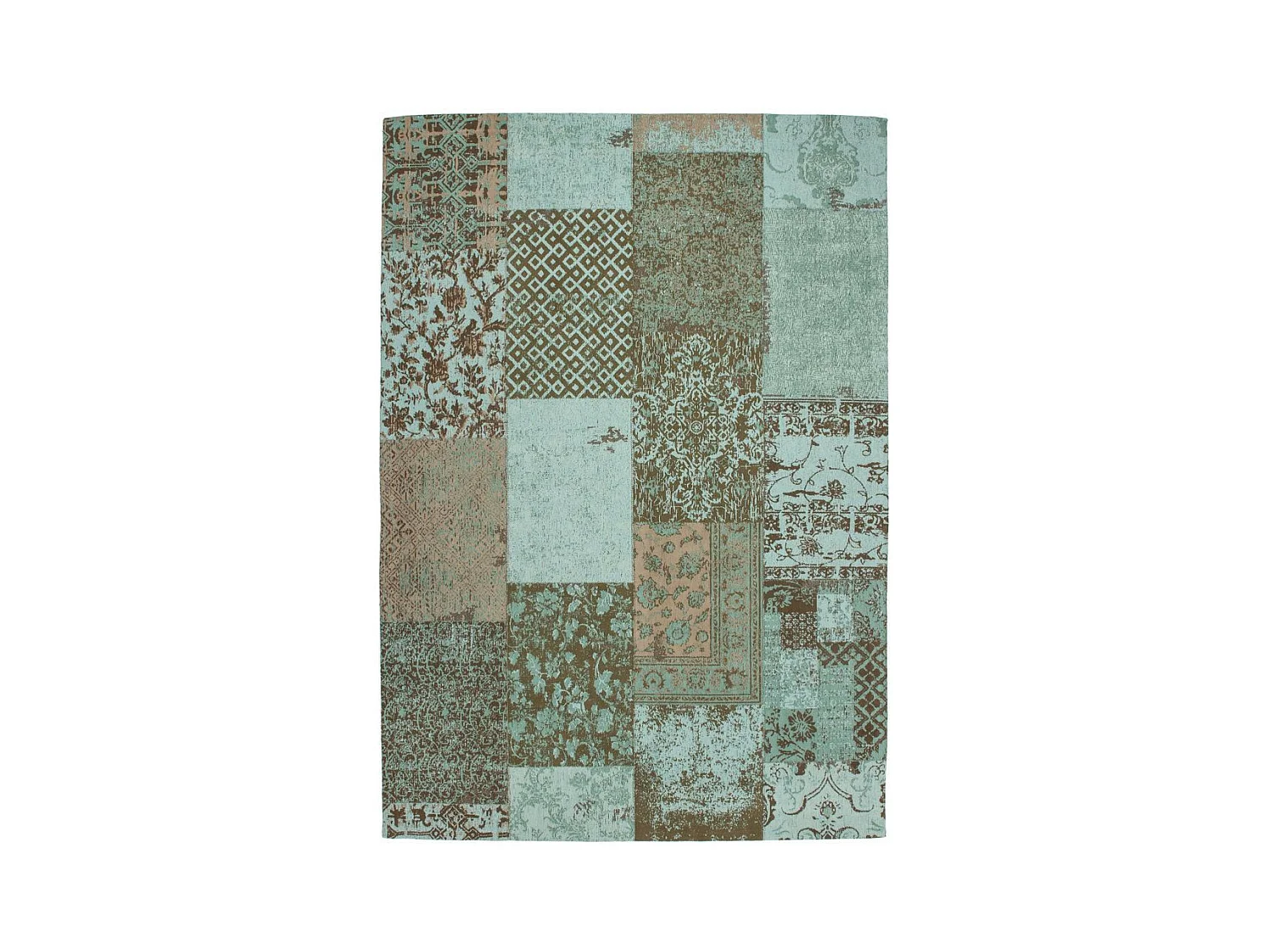 Tapis Tissé Vintage Patchwork "Symphony" Turquoise 80 x 150 cm