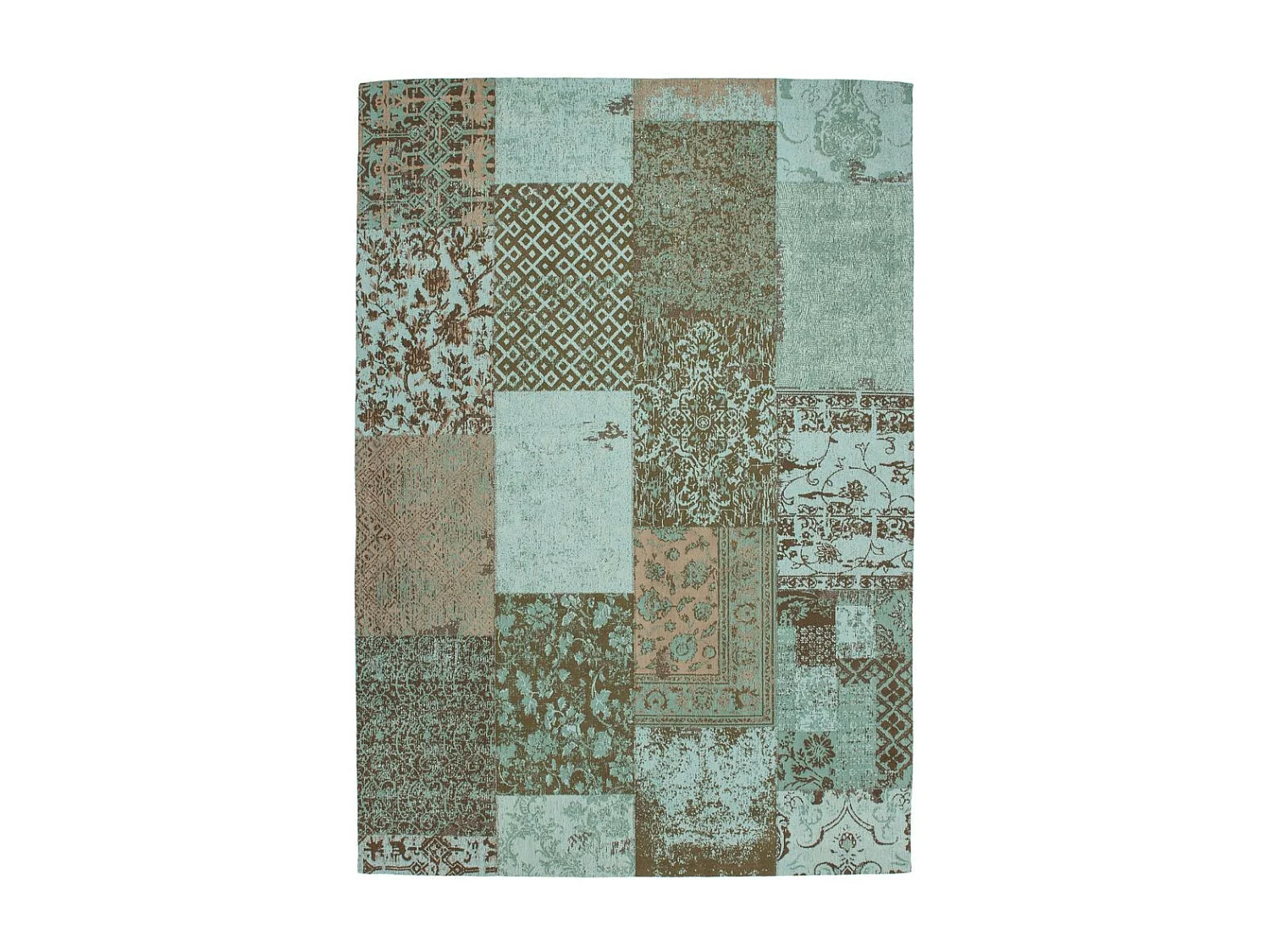 Tapis Tissé Vintage Patchwork "Symphony" Turquoise 80 x 150 cm