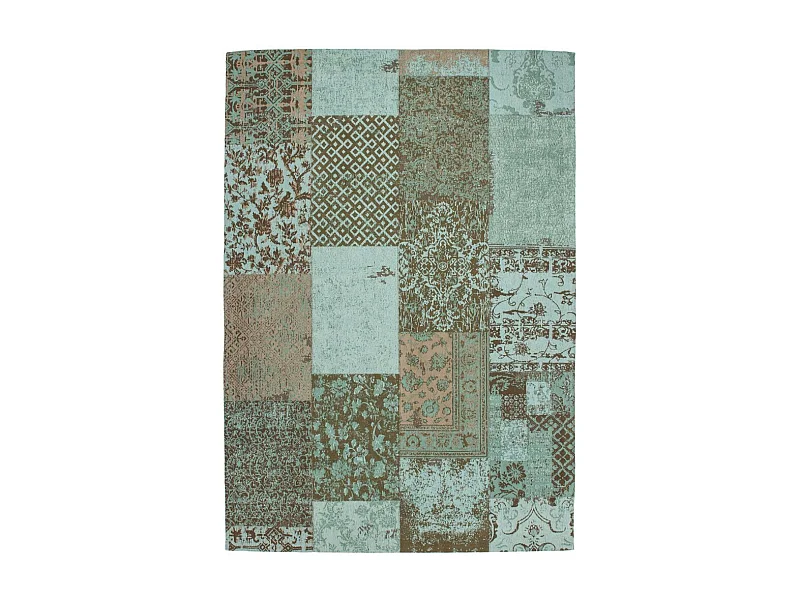 Tapis Tissé Vintage Patchwork "Symphony" Turquoise 80 x 150 cm
