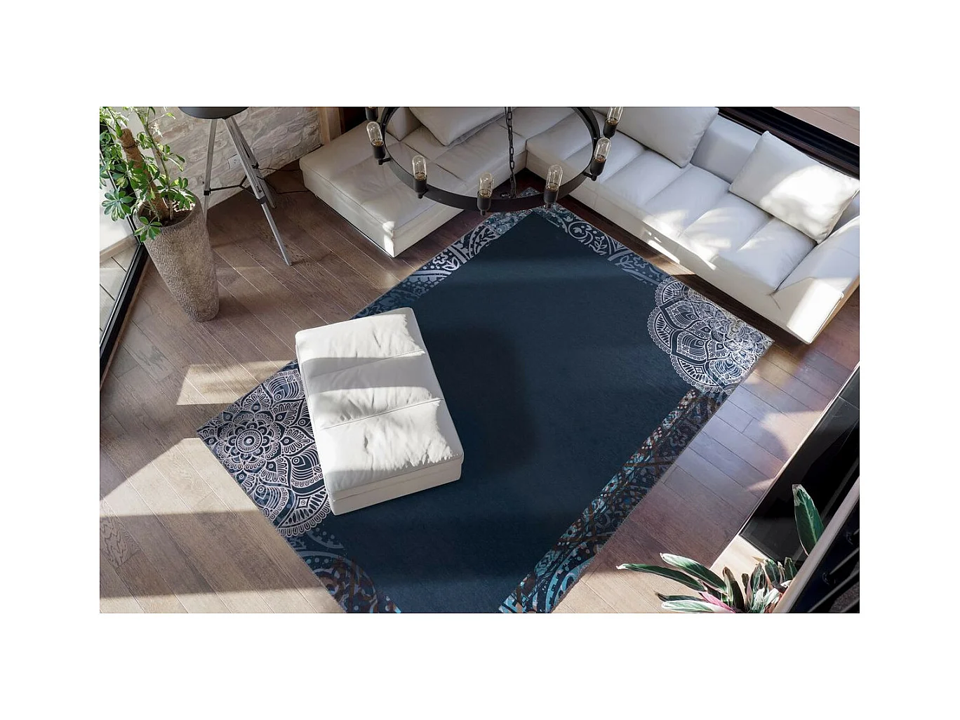 Tapis à Motifs Vintage "Medley" Bleu 130 x 190 cm