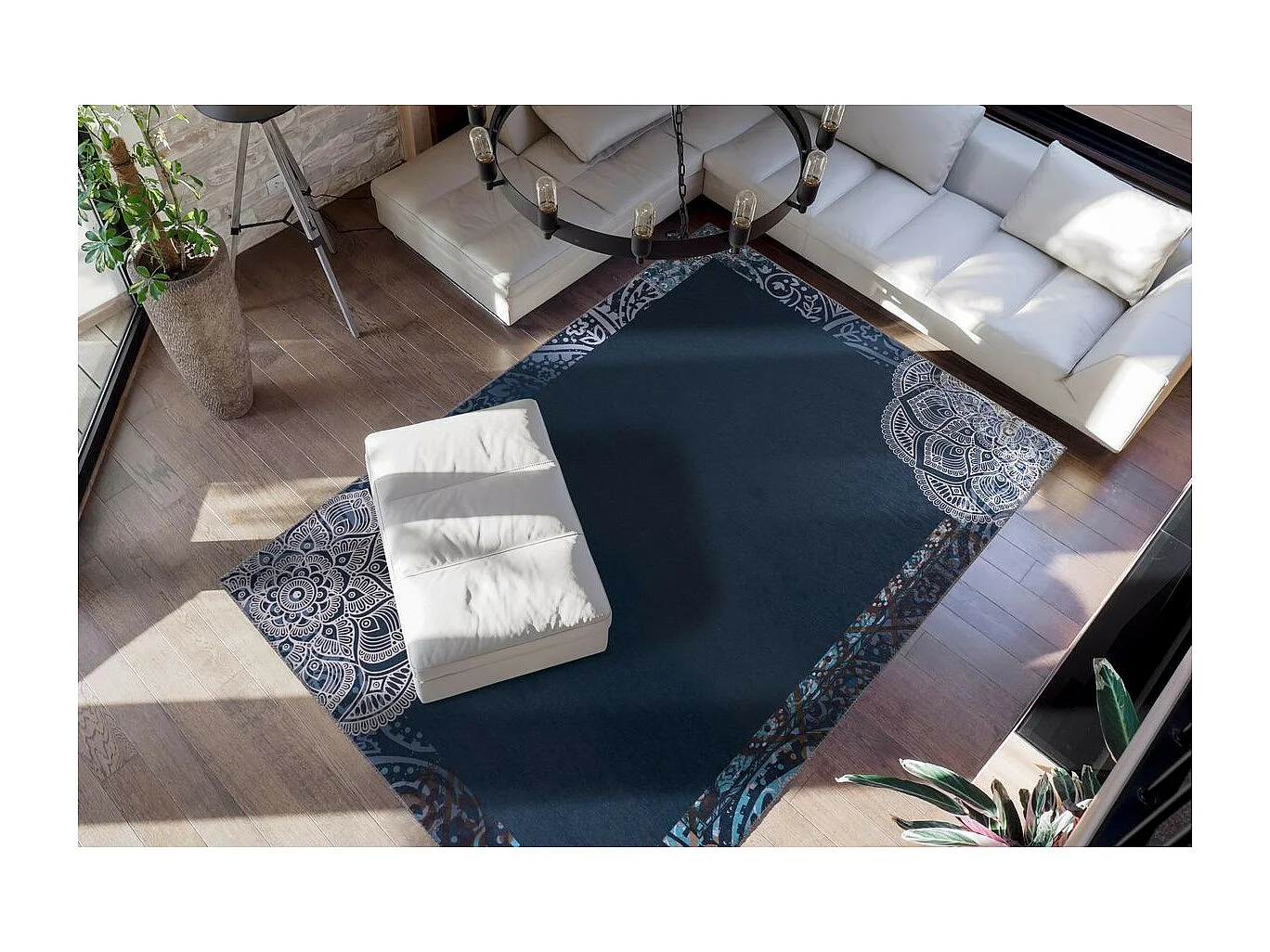 Tapis à Motifs Vintage "Medley" Bleu 130 x 190 cm