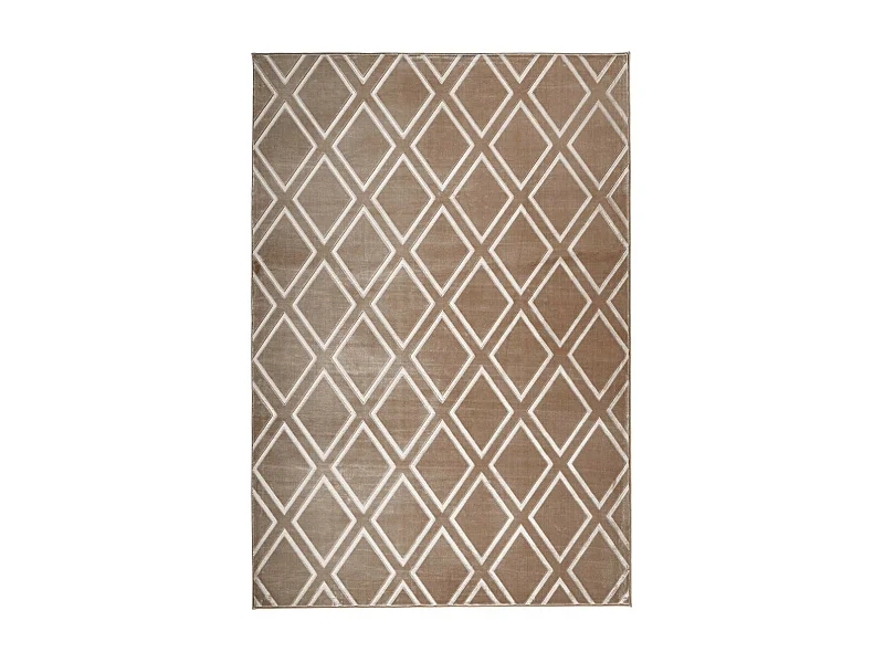 Tapis Imprimé Losange Fait Main "Monroe III" Taupe 160 x 230 cm