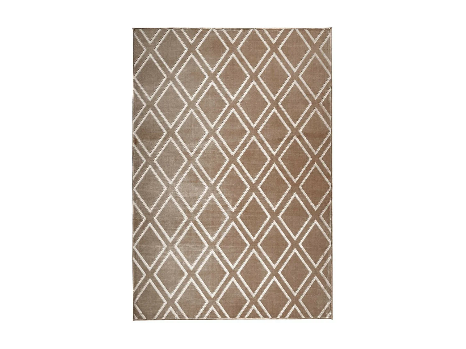 Tapis Imprimé Losange Fait Main "Monroe III" Taupe 160 x 230 cm