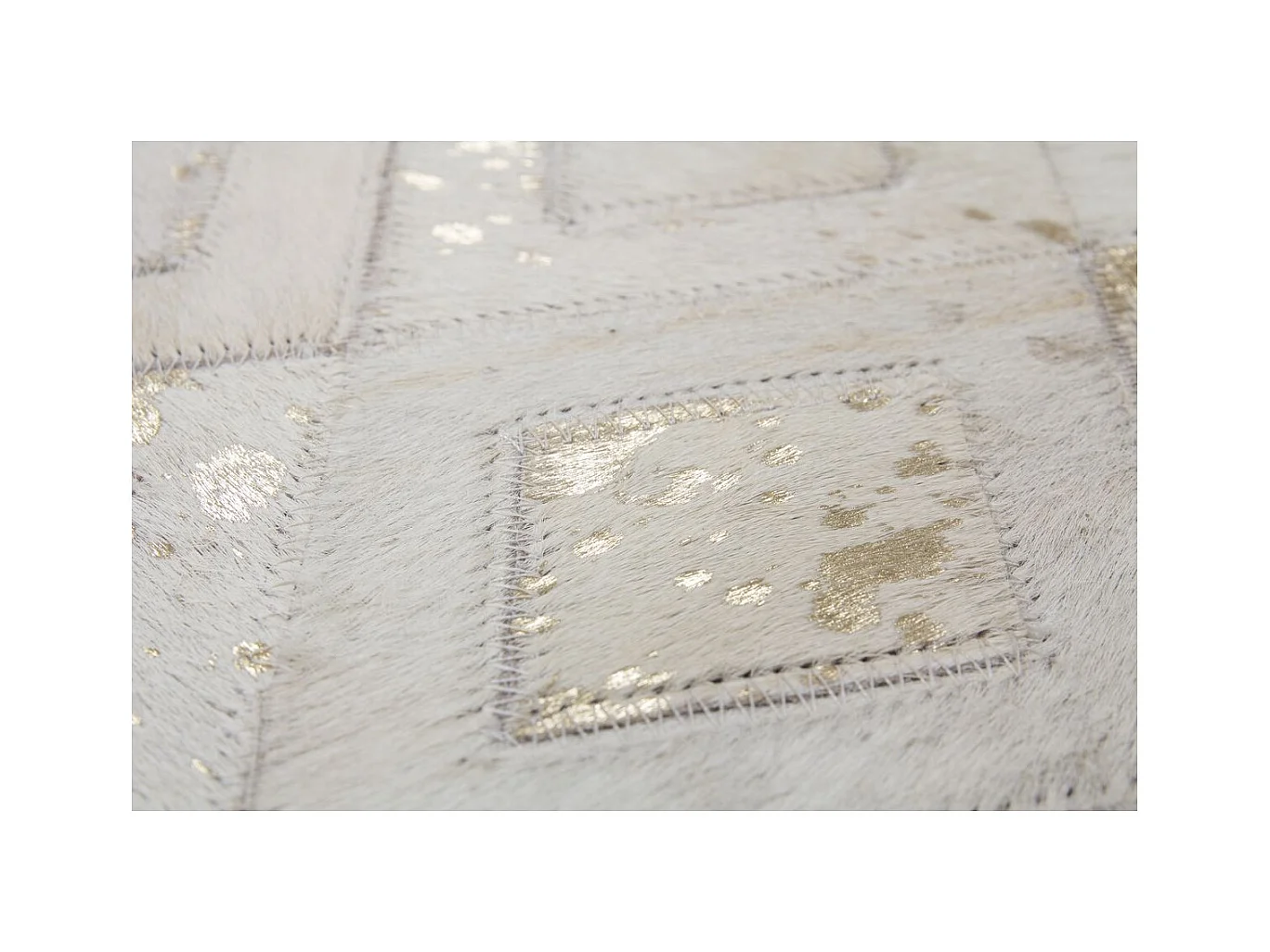Tapis en Cuir Effet Métallique "Spark" Ivoire & Or 120 x 170 cm