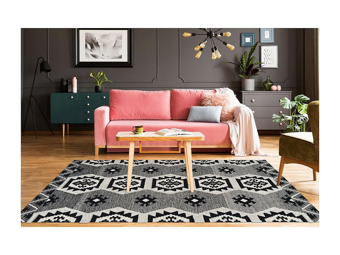 Tapis Coupe 3D à Poils Courts "Ethnie" Gris 80 x 150 cm