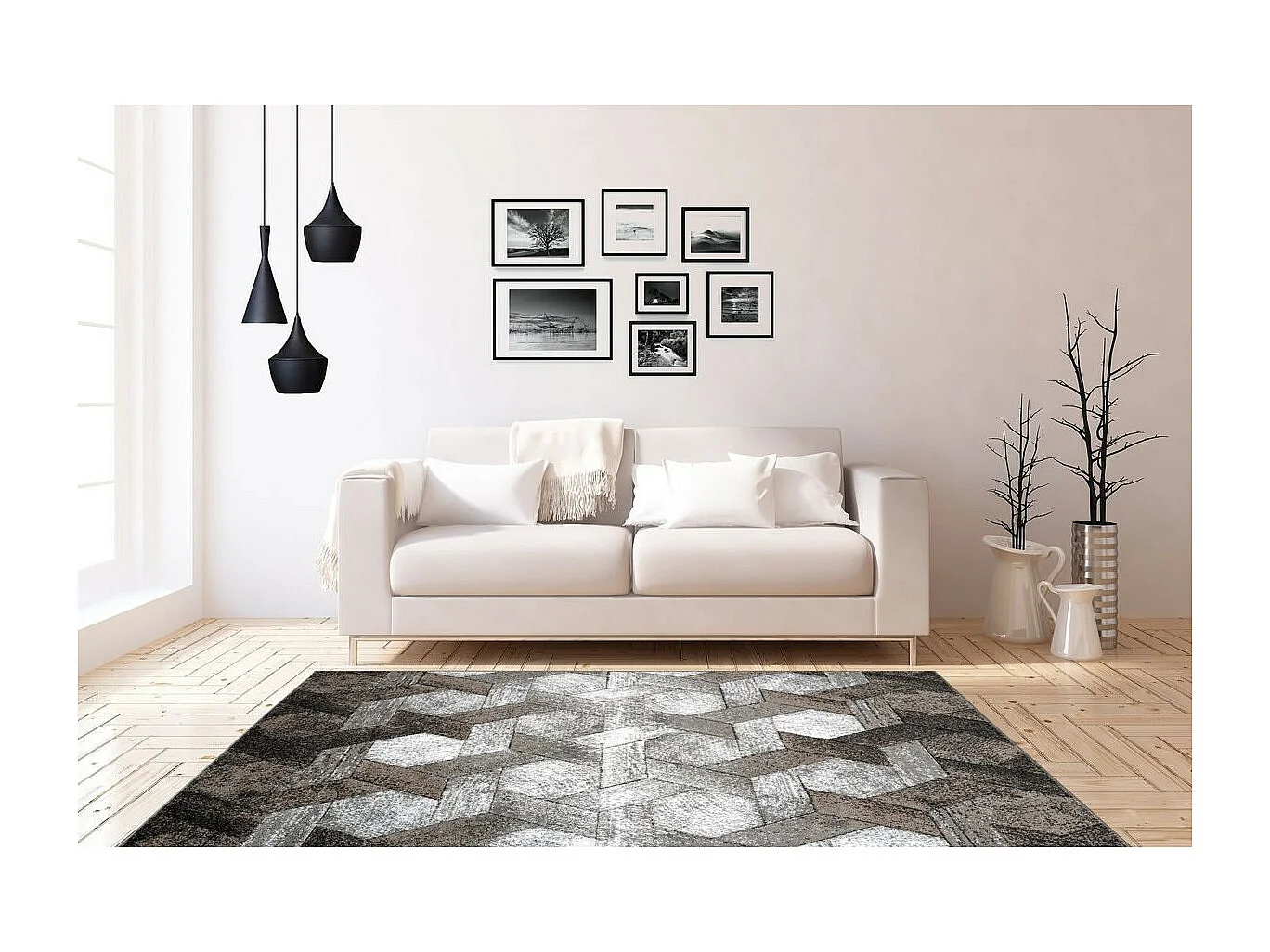 Tapis Moderne à Poils Courts "Tanetane" Beige 160 x 230 cm