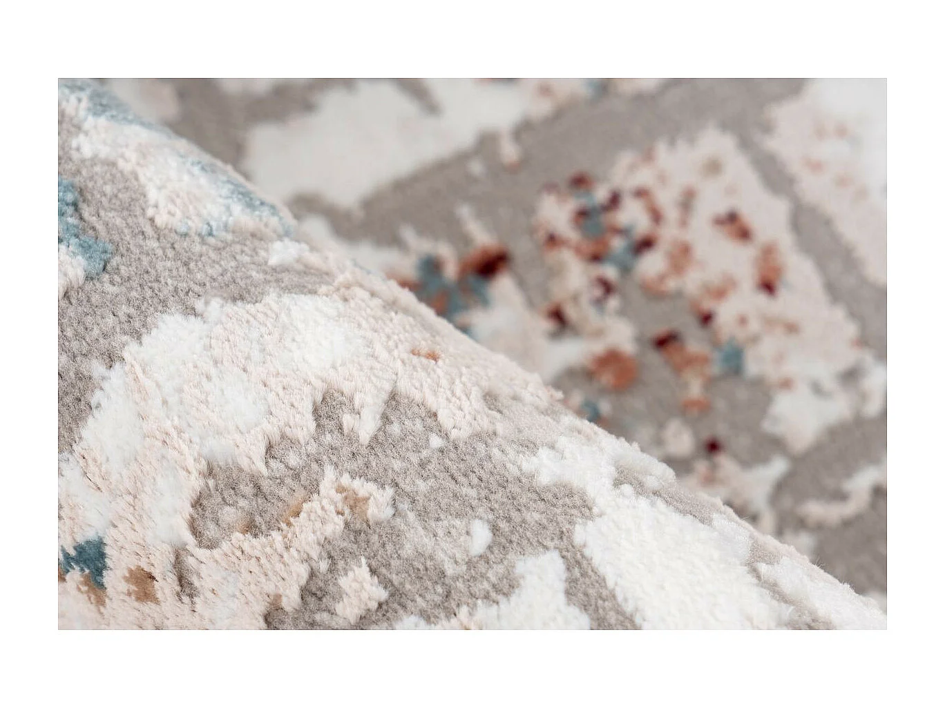 Tapis Vintage à Franges "Akropolis I" Gris & Rose 80 x 150 cm