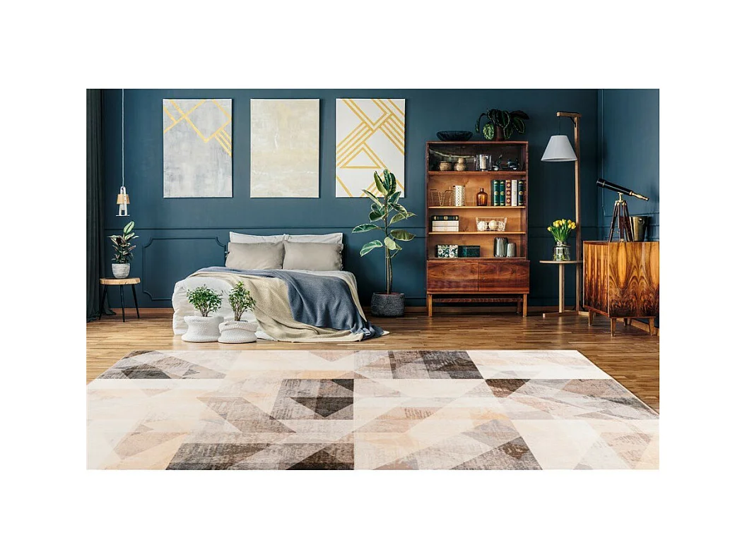 Tapis Tissé Vintage "Saphira" Gris & Beige 120 x 170 cm