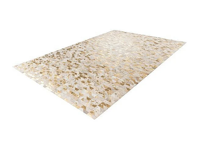 Tapis Fait Main en Cuir "Lavin III" Or & Multicolore 120 x 170 cm