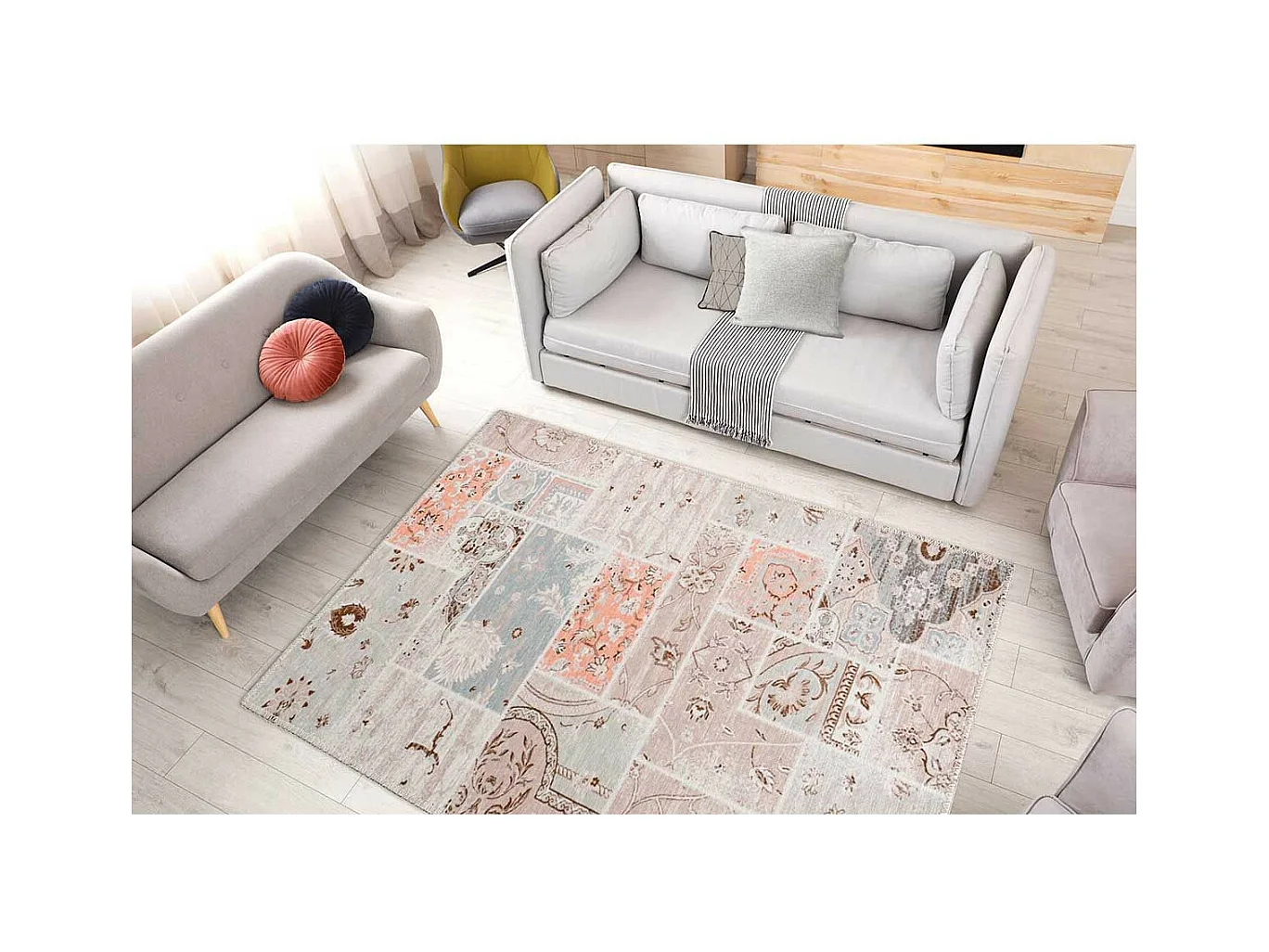 Tapis Tissé Imprimé Vintage "Peron II" Multicolore 80 x 150 cm