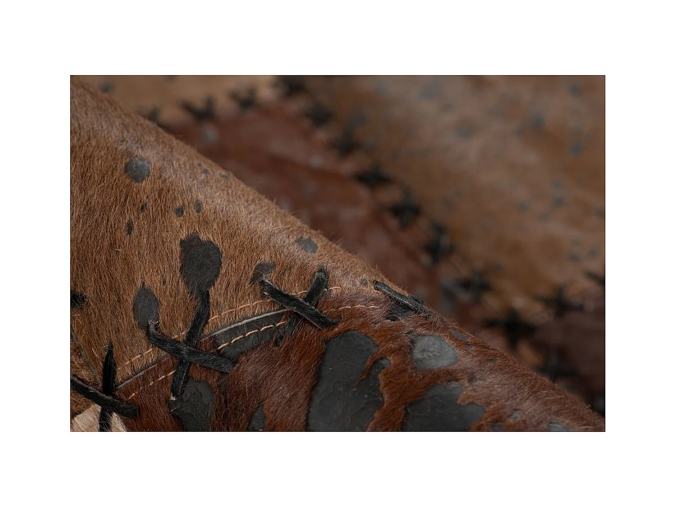 Tapis Patchwork en Cuir Fait Main "Voila" Marron 200 x 290 cm