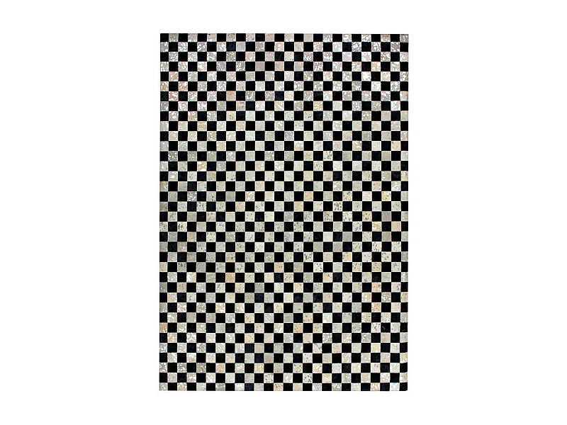 Tapis en Cuir Fait Main "Rocket" Argent & Gris 120 x 170 cm