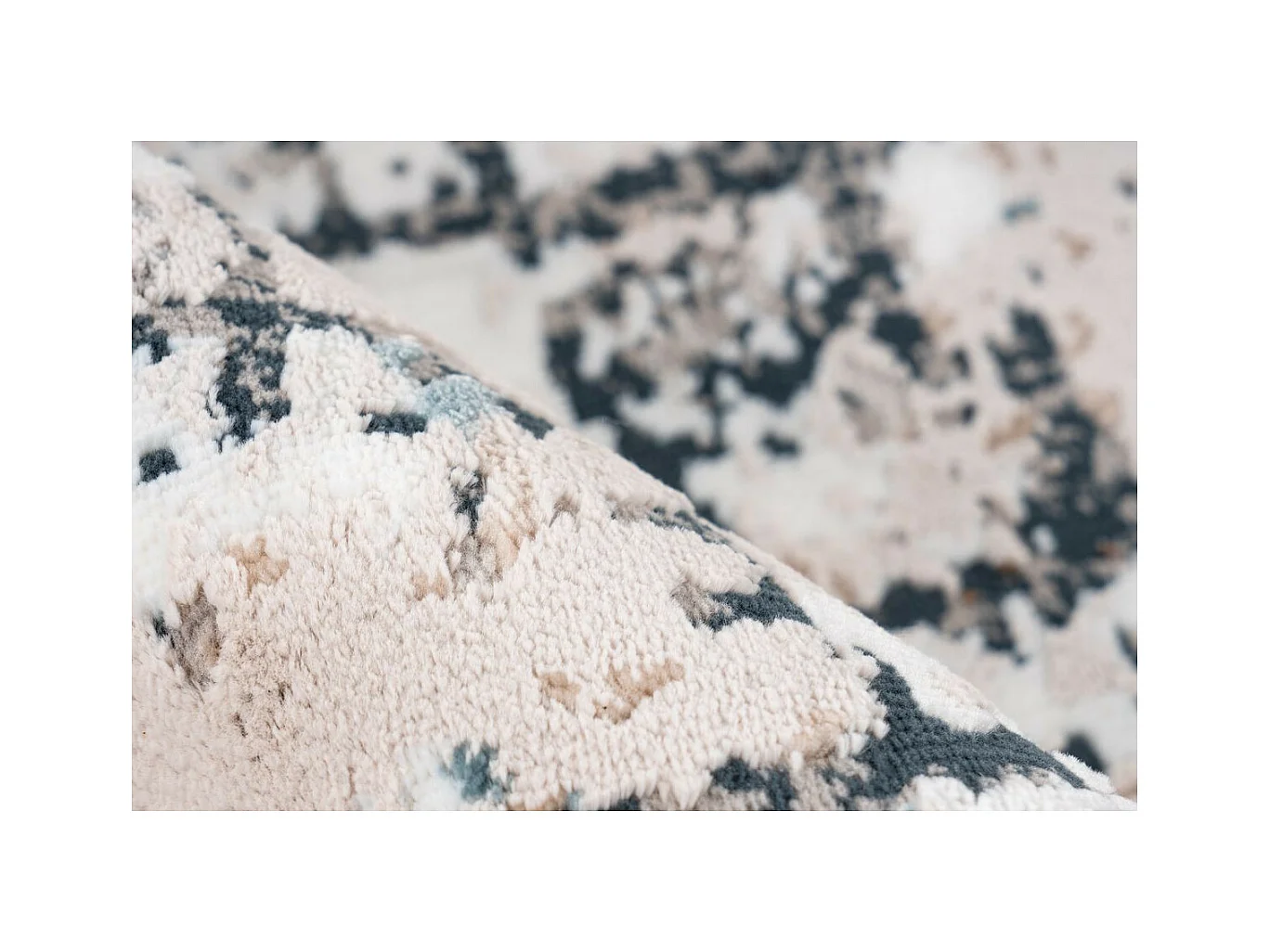 Tapis Vintage à Franges "Akropolis I" Gris & Bleu 120 x 180 cm