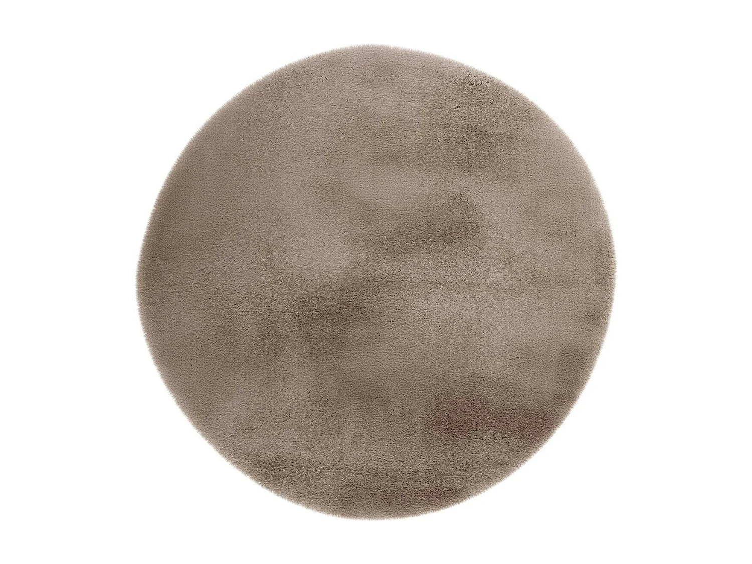 Tapis Uni Rond Doux à Poils Longs "Rabbit" Taupe 160 x 160 cm