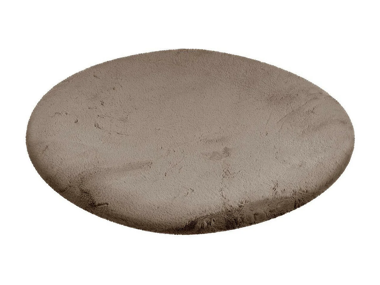 Tapis Uni Rond Doux à Poils Longs "Rabbit" Taupe 160 x 160 cm