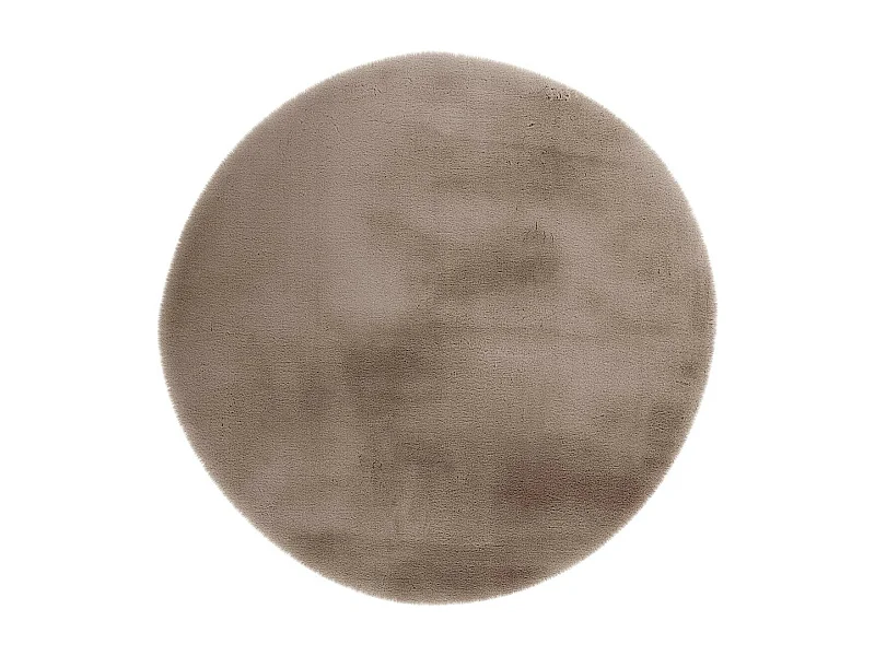 Tapis Uni Rond Doux à Poils Longs "Rabbit" Taupe 160 x 160 cm