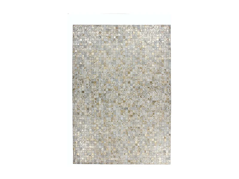 Tapis Patchwork en Cuir "Rocket" Ivoire & Or 80 x 150 cm