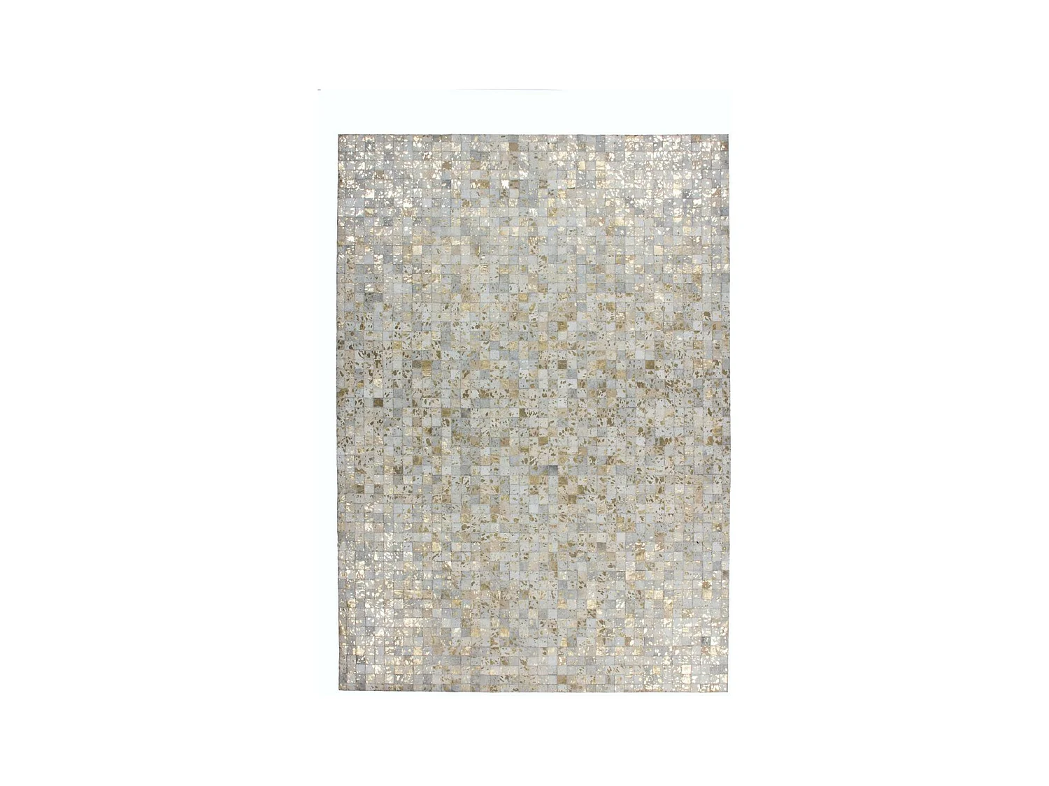 Tapis Patchwork en Cuir "Rocket" Ivoire & Or 80 x 150 cm