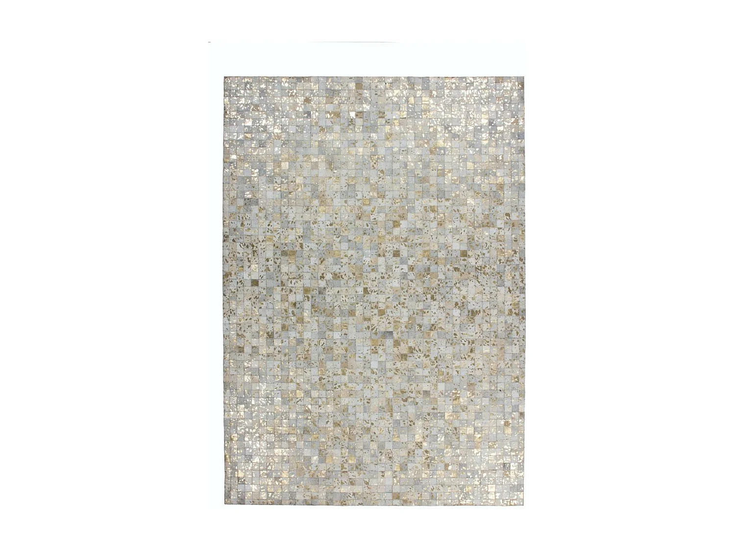 Tapis Patchwork en Cuir "Rocket" Ivoire & Or 80 x 150 cm