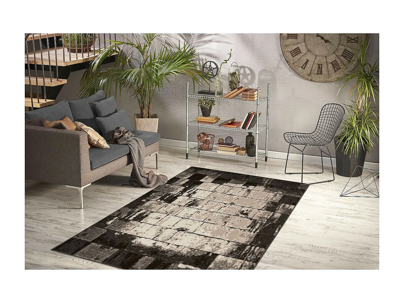 Tapis Vintage à Poils Courts "Esperanto III" Marron 120 x 170 cm