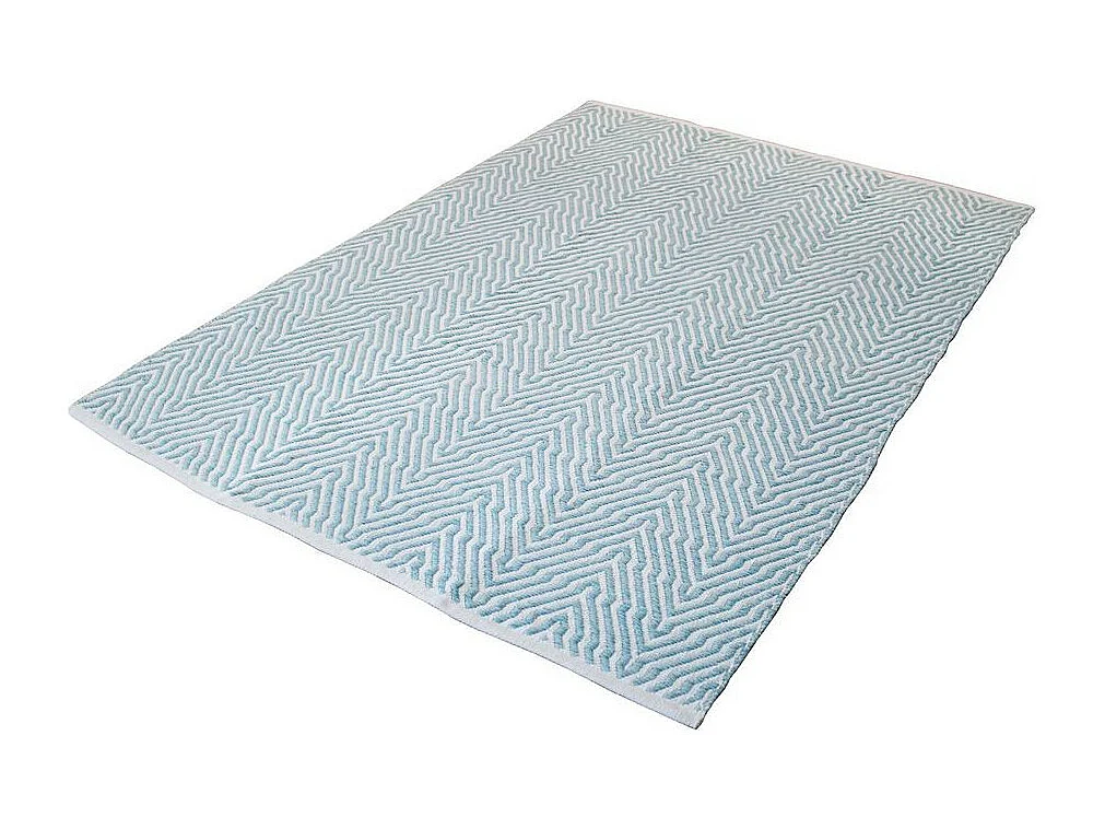 Tapis Rayé Fait Main "Aperitif" Turquoise 120 x 170 cm