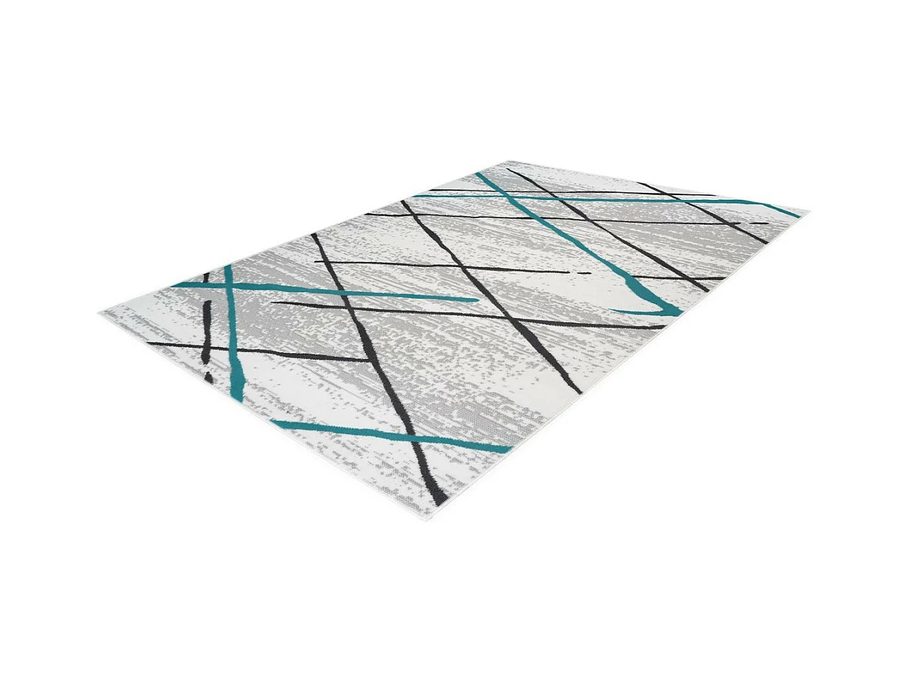 Tapis Rayures à Poils Courts "Vancouver I" Turquoise 120 x 170 cm