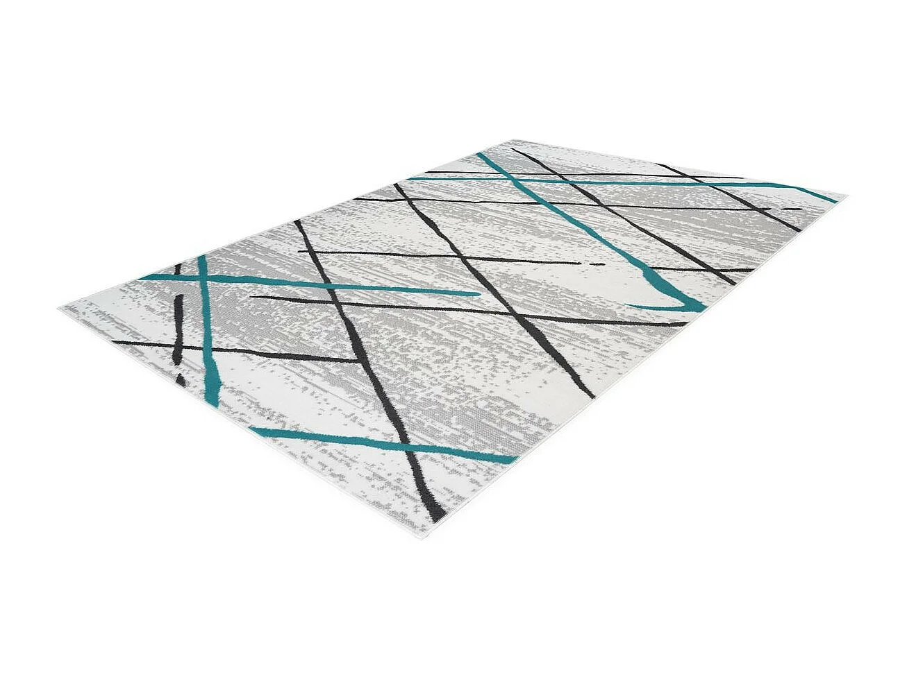 Tapis Rayures à Poils Courts "Vancouver I" Turquoise 120 x 170 cm