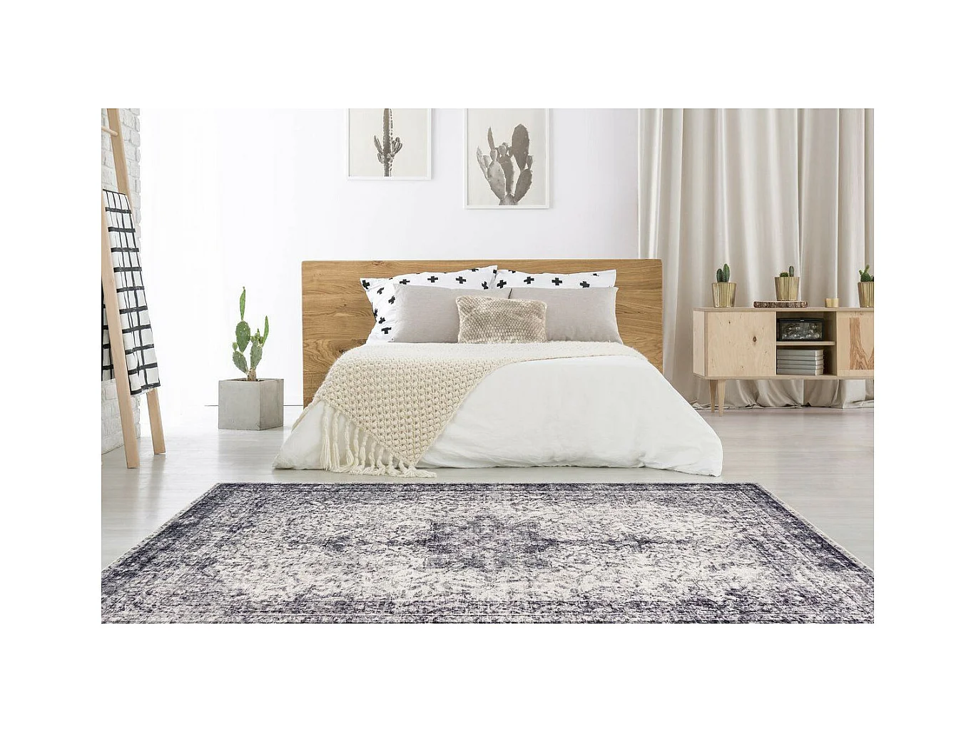 Tapis Rétro Tissé à la Main "Piedmont" Gris 120 x 170 cm