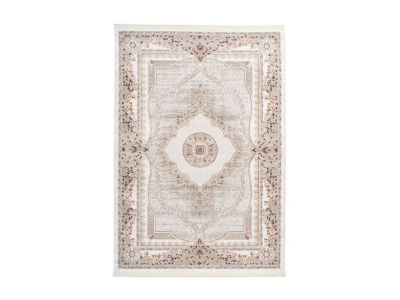 Tapis Vintage à Franges "Akropolis V" Gris & Rose 160 x 230 cm