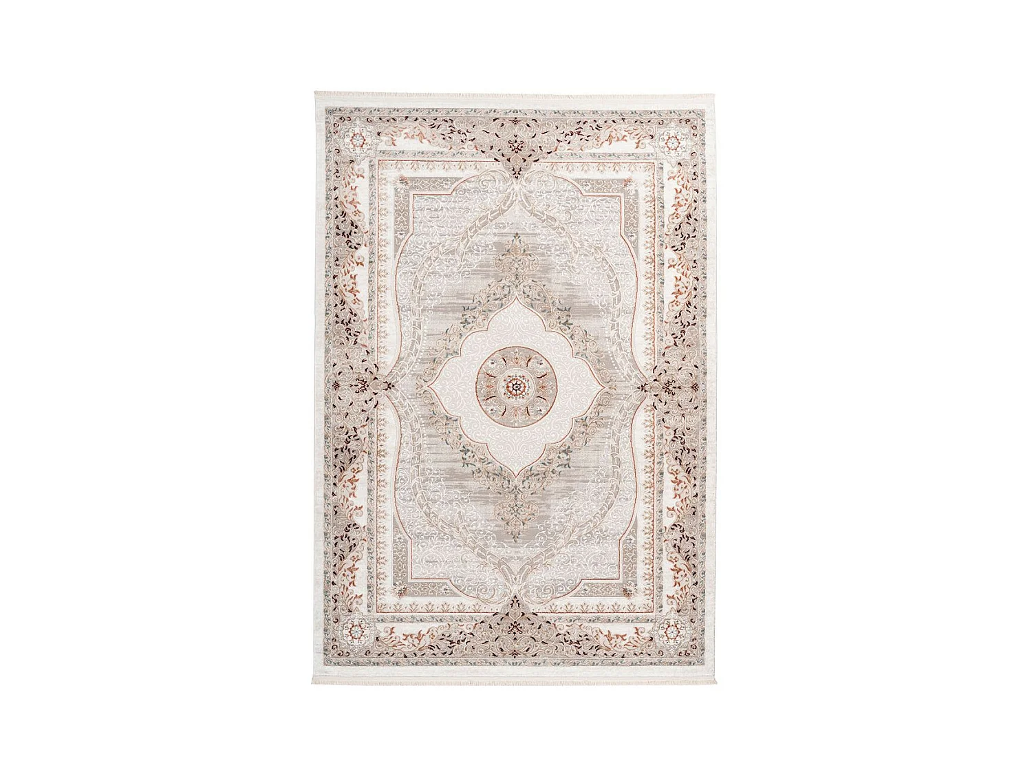 Tapis Vintage à Franges "Akropolis V" Gris & Rose 160 x 230 cm