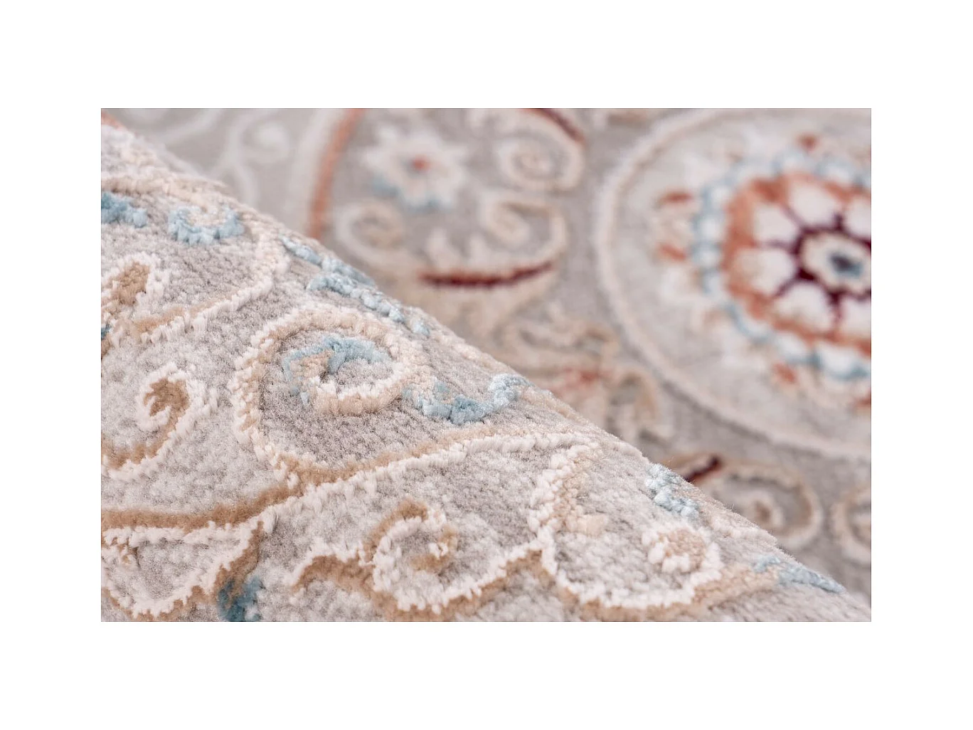 Tapis Vintage à Franges "Akropolis V" Gris & Rose 160 x 230 cm