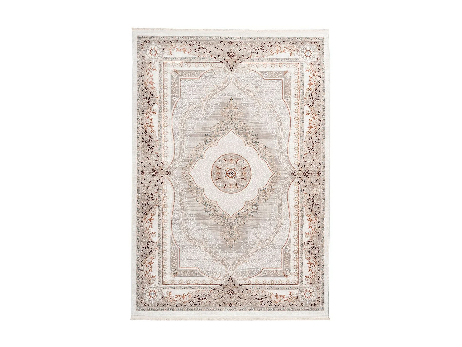 Tapis Vintage à Franges "Akropolis V" Gris & Rose 160 x 230 cm
