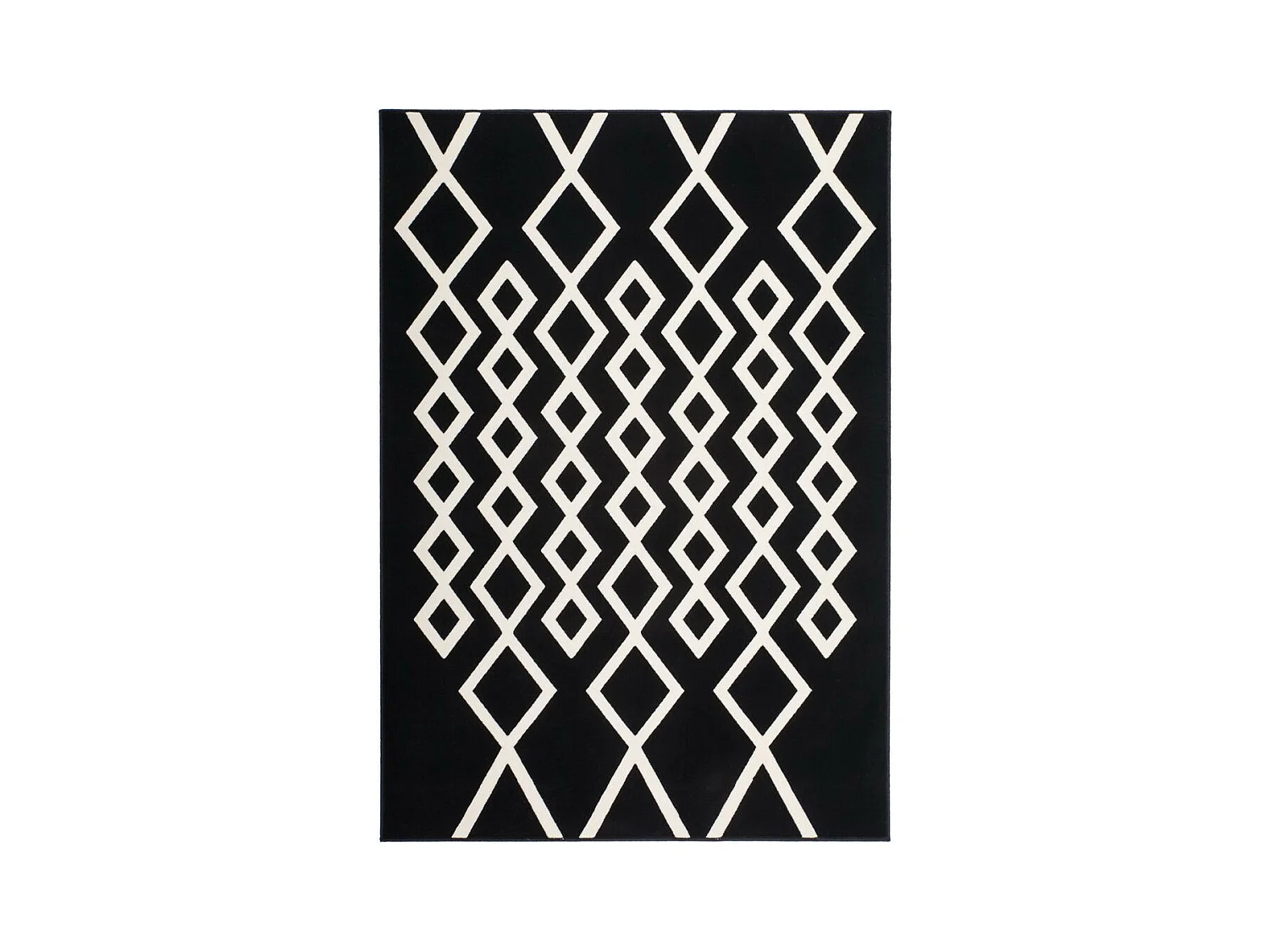 Tapis Géométrique à Poils Courts "Lina" Noir & Ivoire 200 x 290 cm