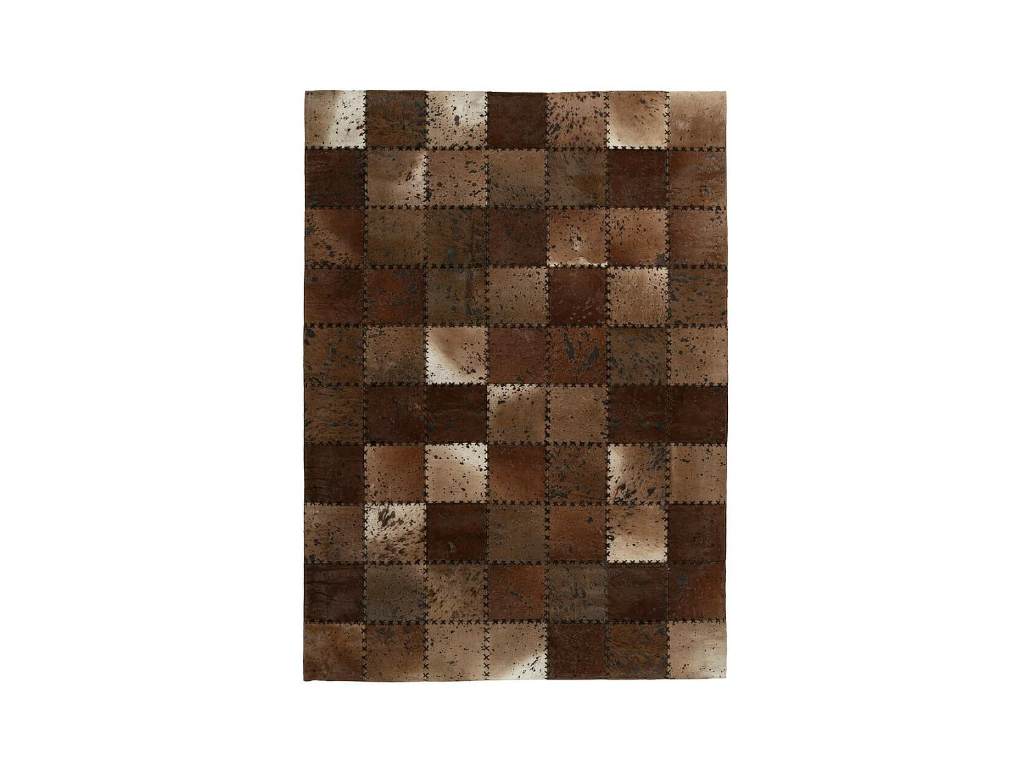 Tapis Patchwork en Cuir Fait Main "Voila" Marron 120 x 170 cm
