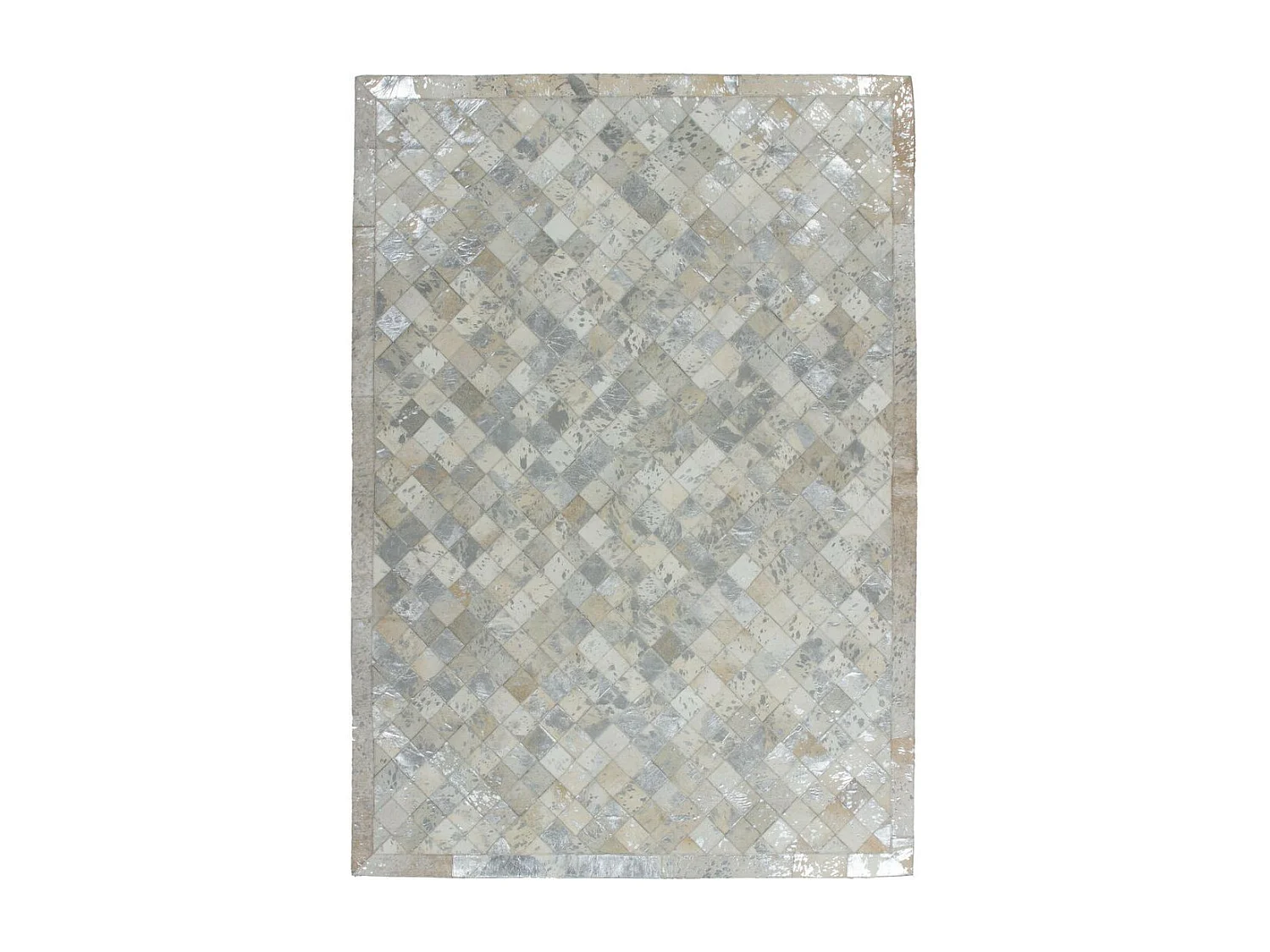 Tapis en Cuir Effet Mosaïque "Lavish" Gris & Argent 160 x 230 cm