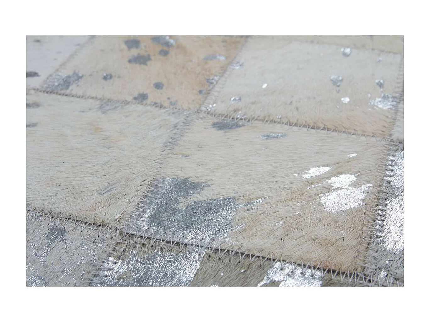 Tapis en Cuir Effet Mosaïque "Lavish" Gris & Argent 160 x 230 cm