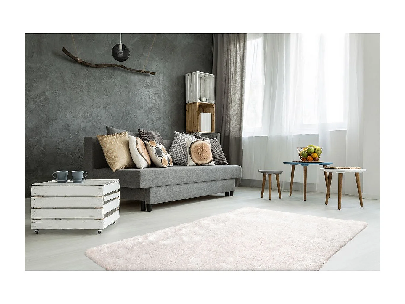 Tapis Shaggy Fait Main "Diamond" Rose 120 x 170 cm