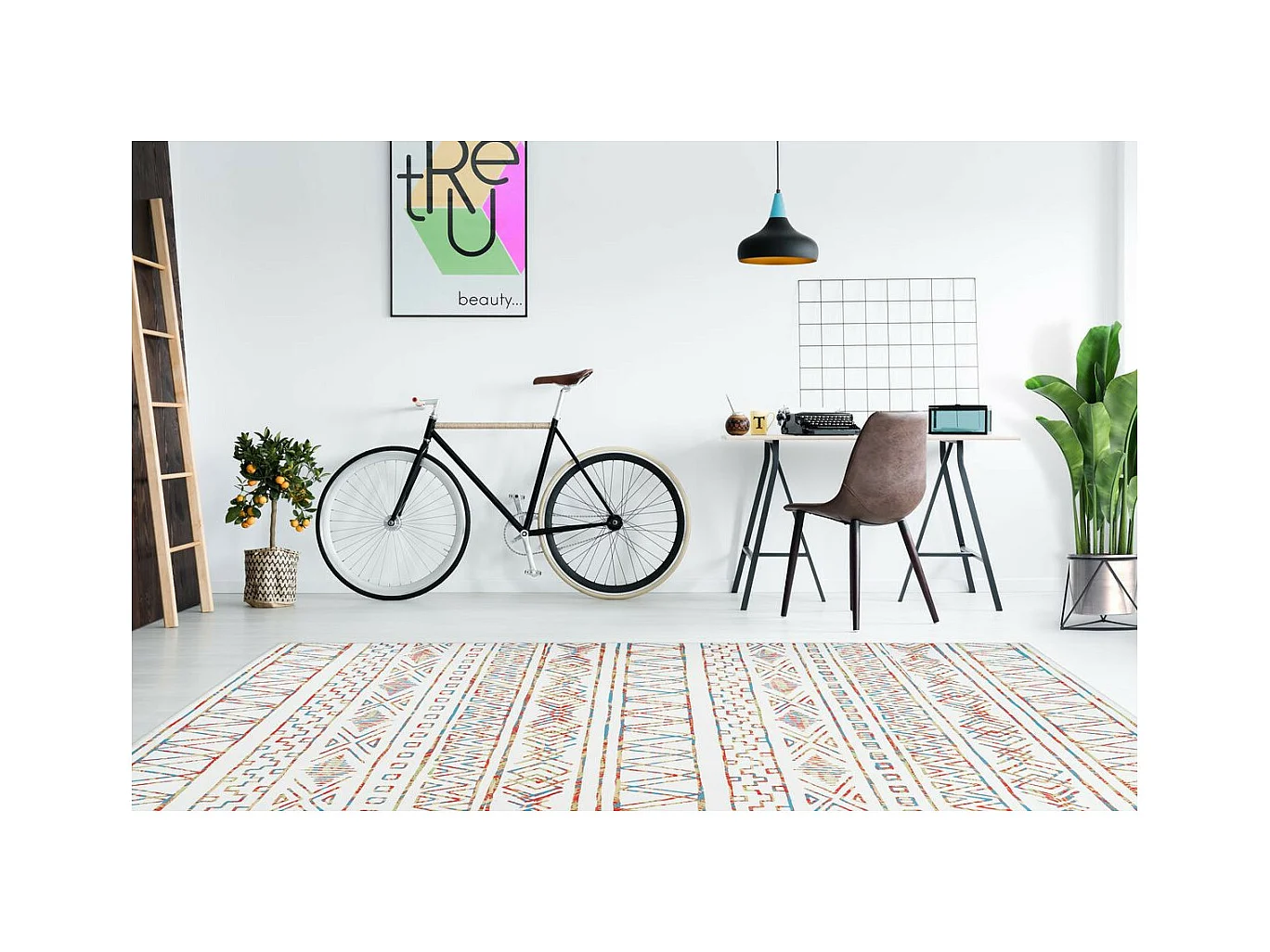 Tapis Ethnique à Poils Courts "Galaxy IX" Beige 170 x 240 cm