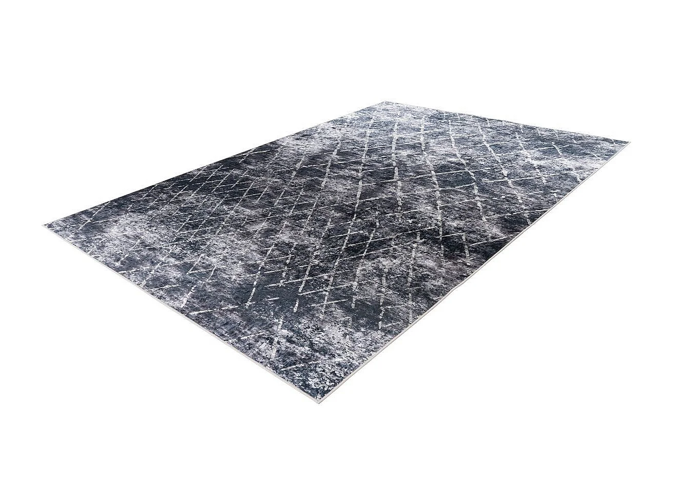 Tapis Vintage à Poils Courts "Sally" Gris & Ivoire 160 x 230 cm