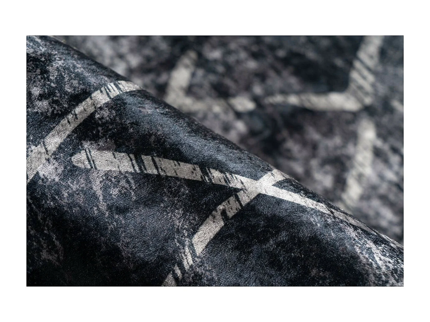 Tapis Vintage à Poils Courts "Sally" Gris & Ivoire 160 x 230 cm