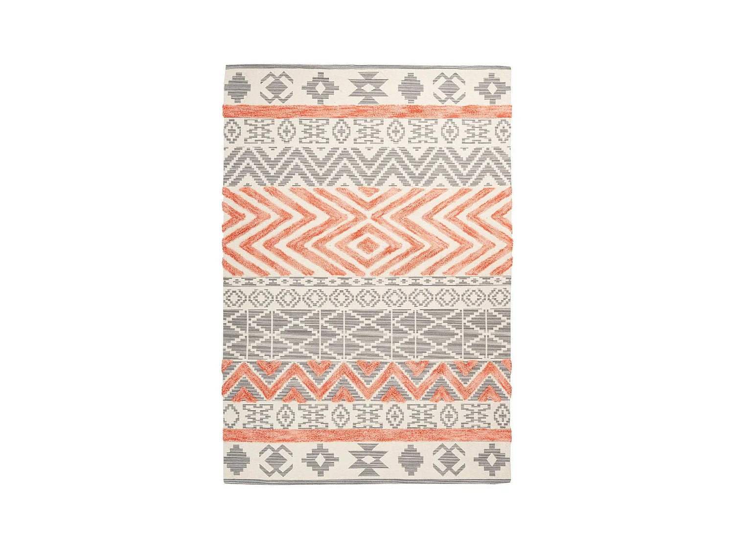 Tapis Effet 3D à Poils Courts "Ethnie" Gris & Orange 80 x 150 cm