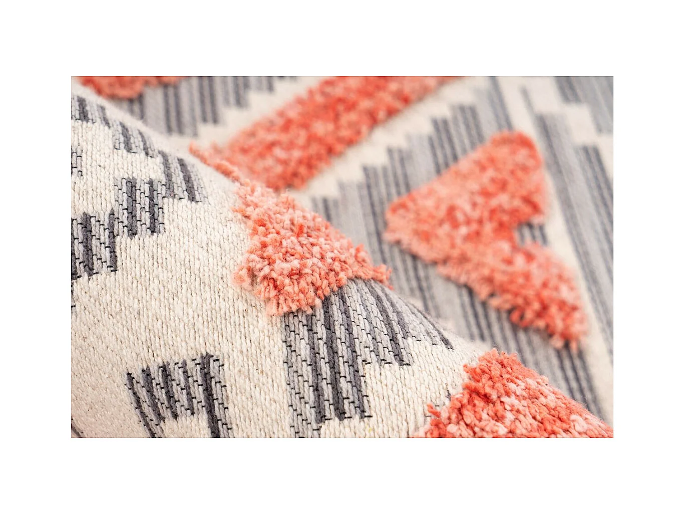 Tapis Effet 3D à Poils Courts "Ethnie" Gris & Orange 80 x 150 cm