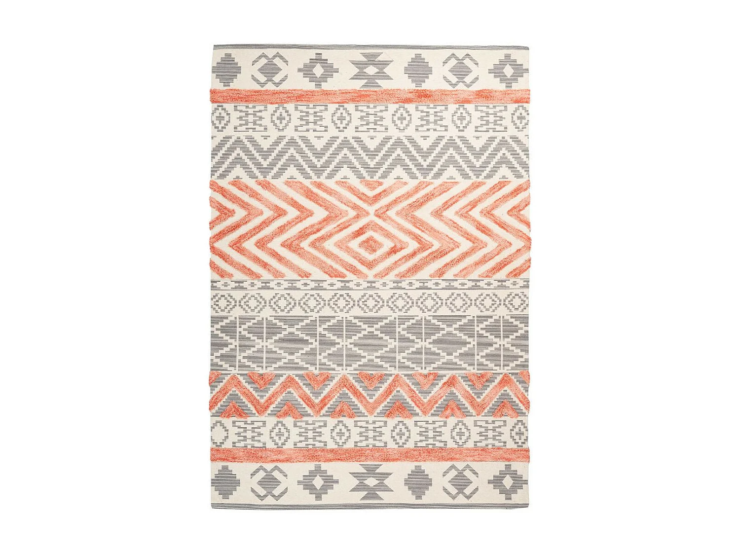 Tapis Effet 3D à Poils Courts "Ethnie" Gris & Orange 80 x 150 cm