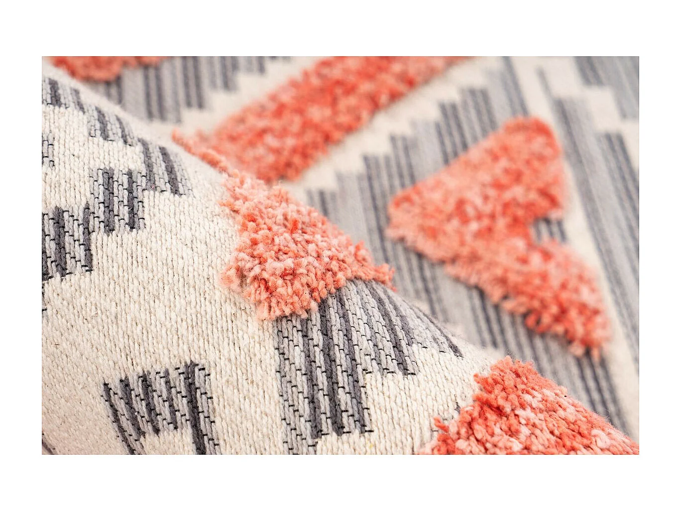 Tapis Effet 3D à Poils Courts "Ethnie" Gris & Orange 80 x 150 cm