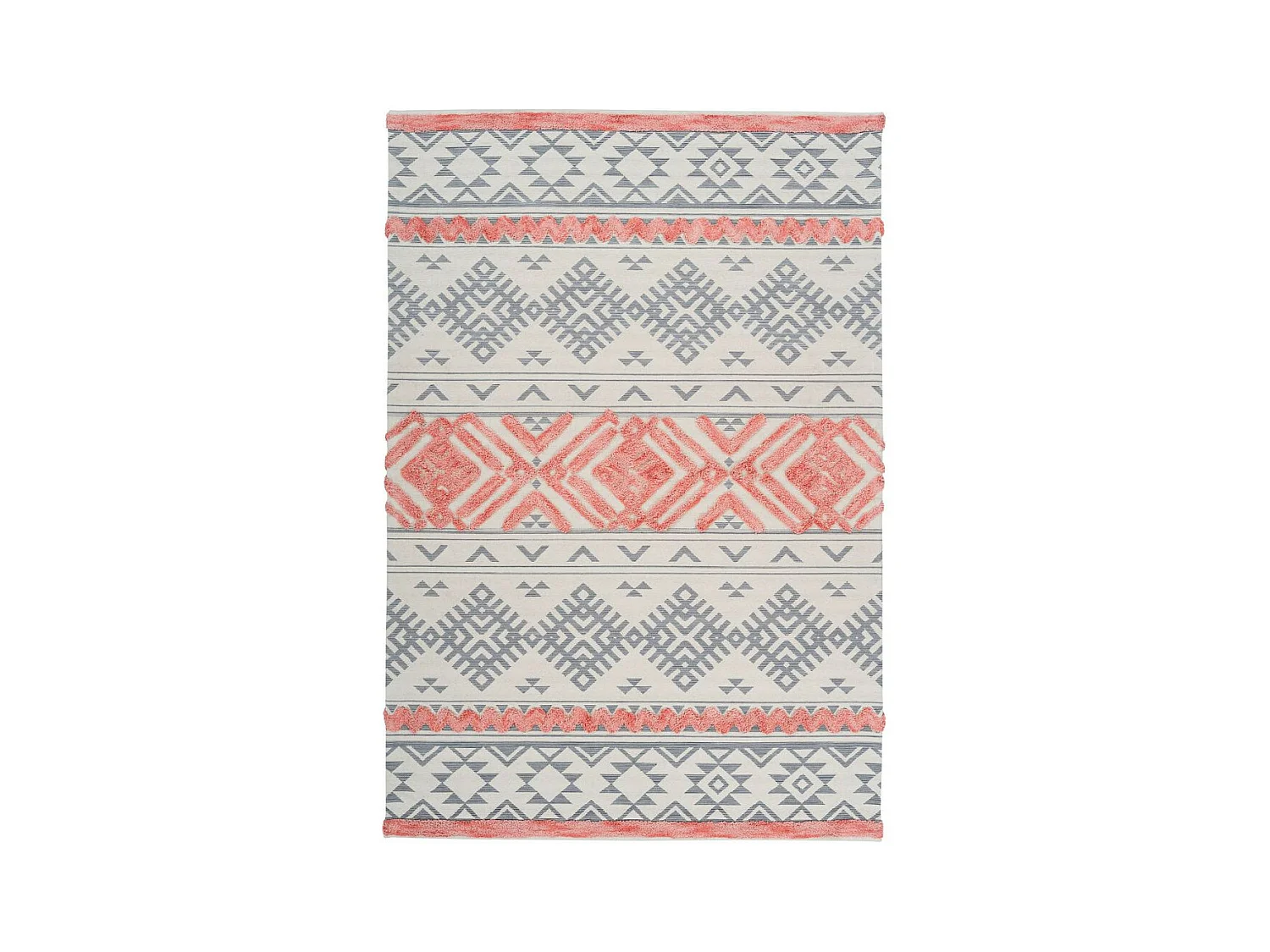 Tapis Jacquard à Poils Courts "Ethnie" Gris & Orange 80 x 150 cm