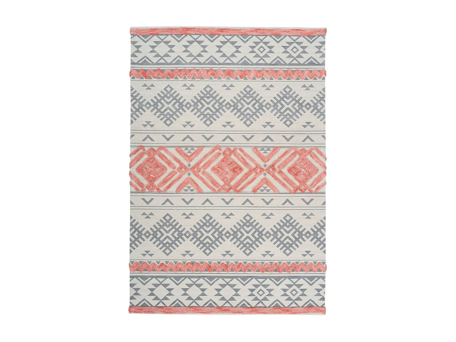 Tapis Jacquard à Poils Courts "Ethnie" Gris & Orange 80 x 150 cm