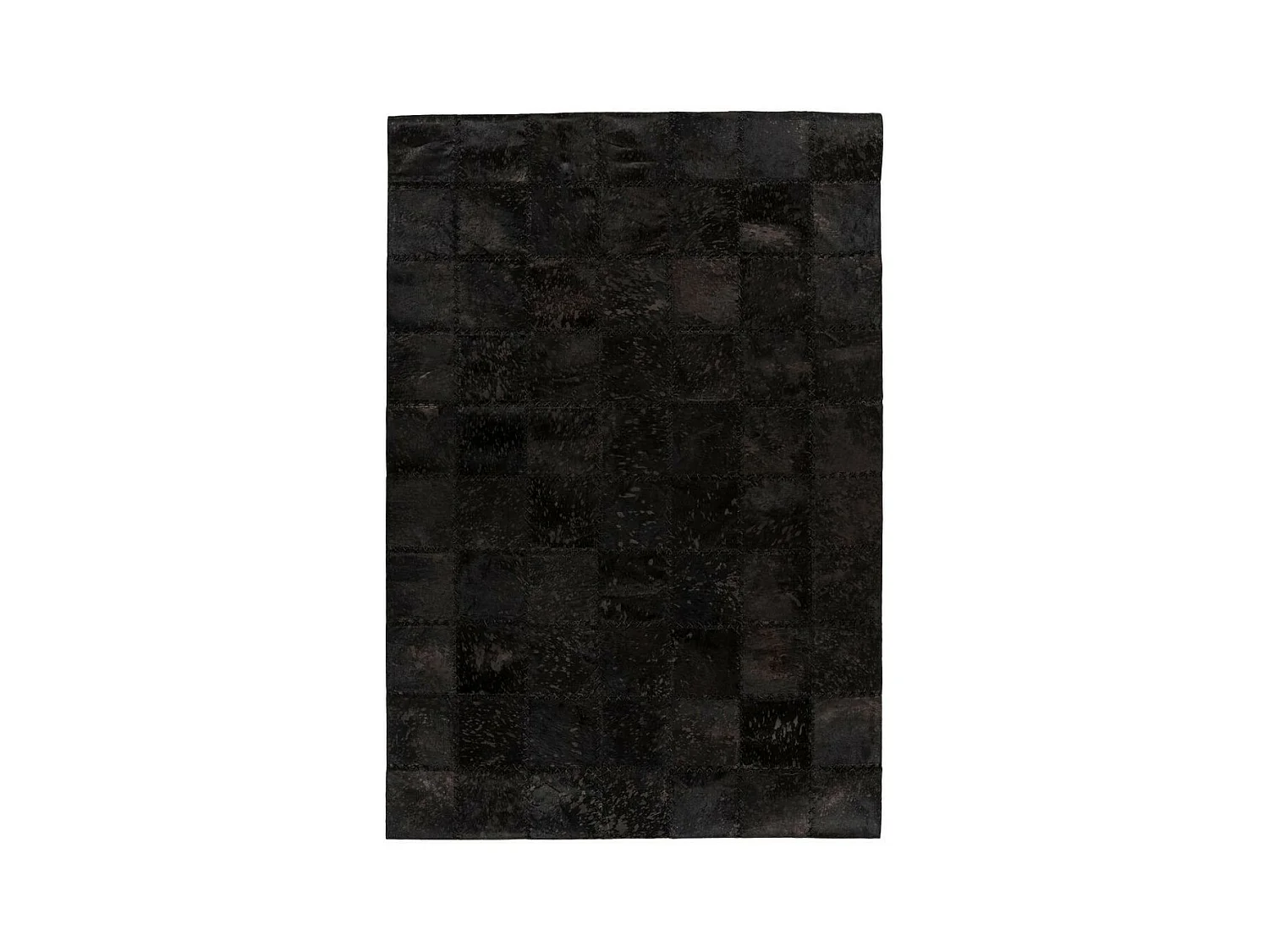 Tapis Patchwork en Cuir Fait Main "Voila" Noir 120 x 170 cm