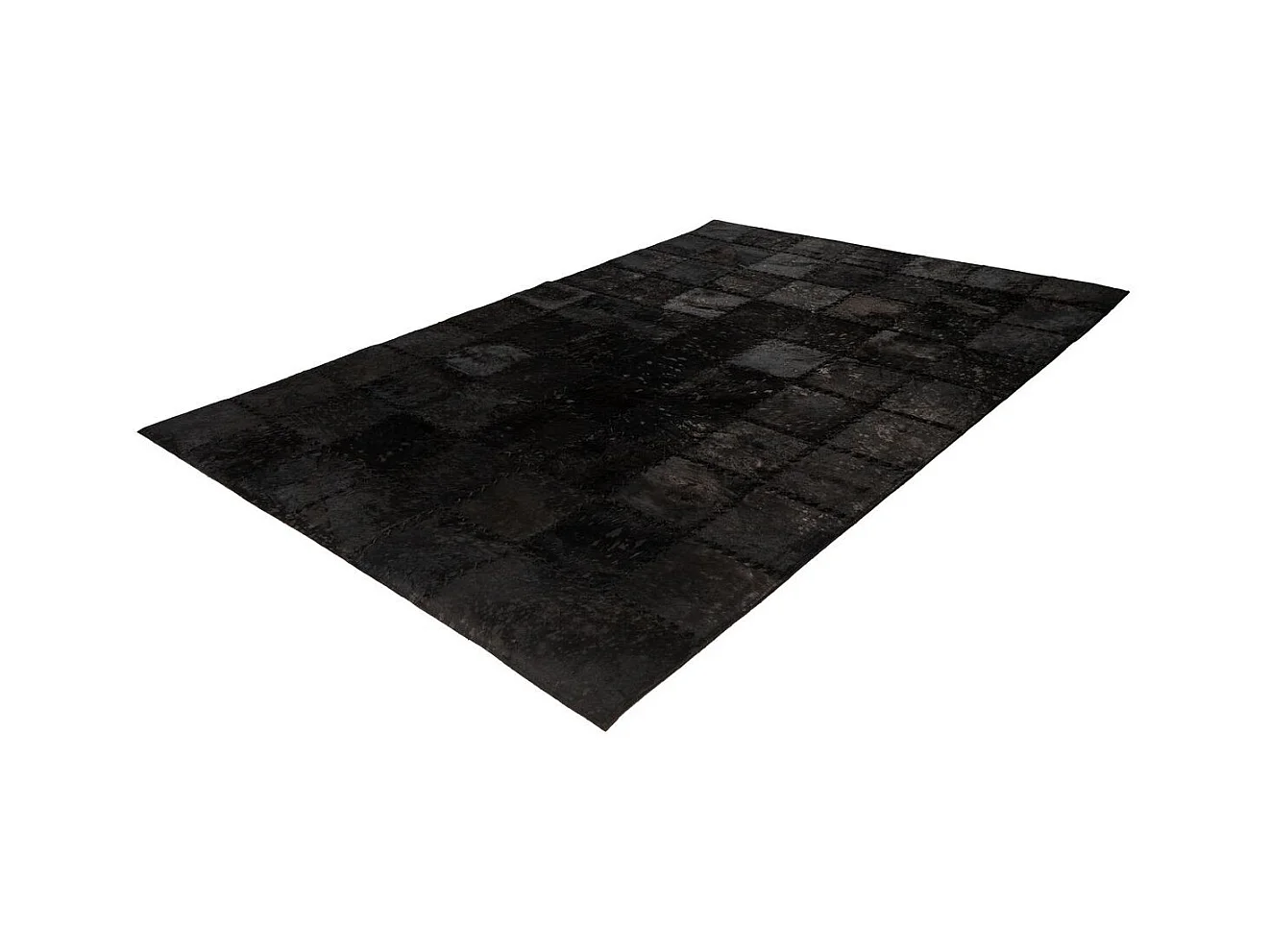 Tapis Patchwork en Cuir Fait Main "Voila" Noir 120 x 170 cm