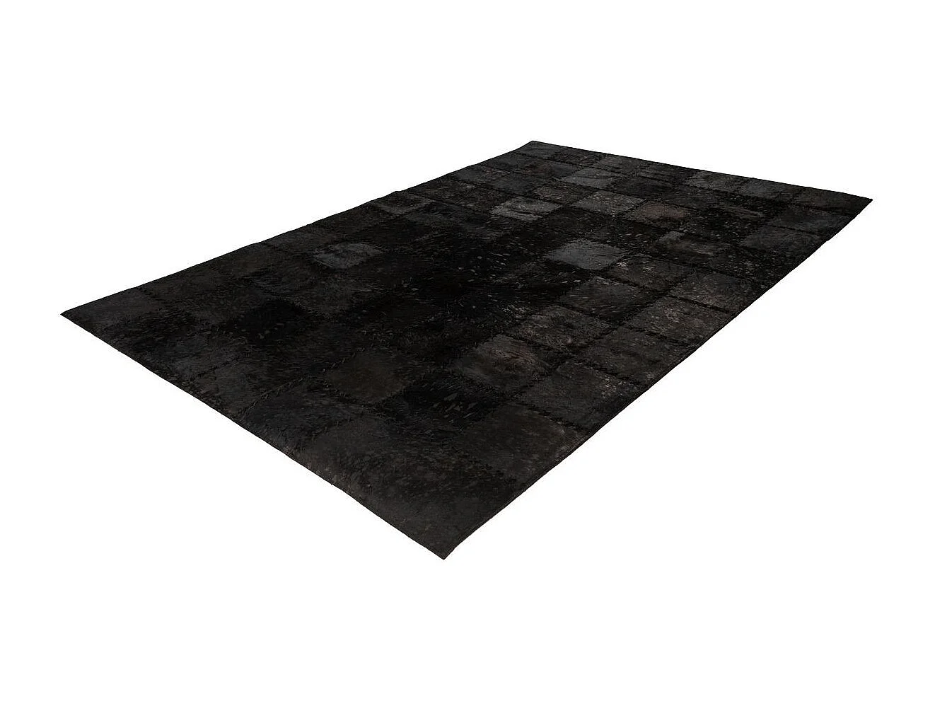 Tapis Patchwork en Cuir Fait Main "Voila" Noir 120 x 170 cm