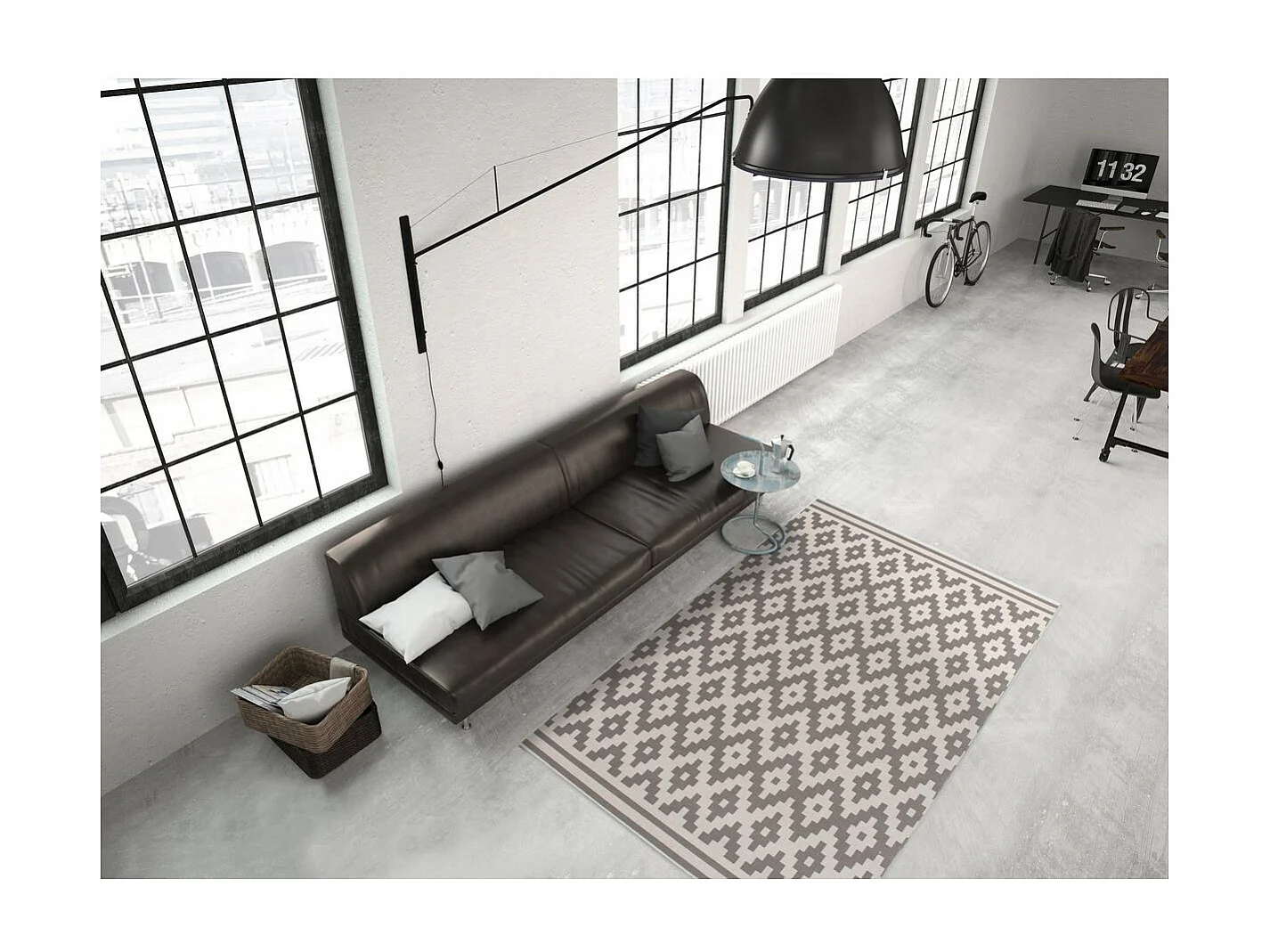 Tapis Géométrique à Poils Courts "Now III" Taupe 120 x 170 cm